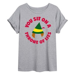 Women's - ELF - Christmas Family Set Throne Of Lies Oversized Graphic T-Shirt - 1 of 4