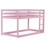 Sapphtopaz Twin Over Twin Wood Bunk Bed with Ladder & High Guardrail,Space-Saving Floor Bed for Kids Bed Frame with Slats for Bedroom - 3 of 4
