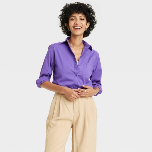 Women's Long Sleeve Relaxed Fit Button-down Boyfriend Shirt - A New Day™ :  Target