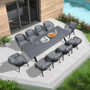 PURPLE LEAF Outdoor Dining Set Patio Aluminium Table and Rope Weave Chairs Included Cushions for Backyard Decor Kitchen - 1 of 4