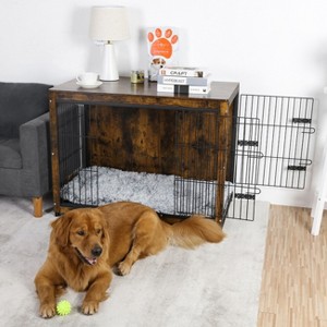 Artloge Large Modern Furniture Dog Crate Wooden Kennel Heavy Duty Cage Spacious Dog Crate End Table Pet Furniture with Double Doors & Removable Tray - 1 of 4