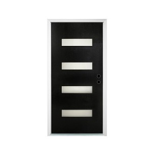 36 in. x 80 in. Fiberglass Exterior Entry Door with 4 Lite Frosted ...