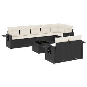 vidaXL 9 Piece Patio Sofa Set with Cushions - Black and Cream Without Table - 1 of 4