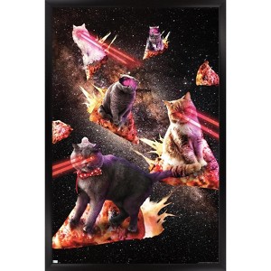 Trends International James Booker - Galaxy Laser Cats on Pizza Framed Wall Poster Prints - 1 of 4