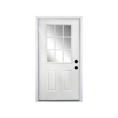 Lirago 36 x 80 Left Hand Inswing White Fiberglass Front doors with Brickmould 4-9/16" Vinyl Frame Low-E Glass