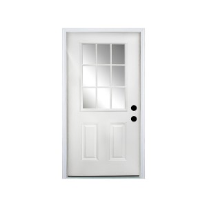 Lirago 36 x 80 Left Hand Inswing White Fiberglass Front doors with Brickmould 4-9/16" Vinyl Frame Low-E Glass - 1 of 4