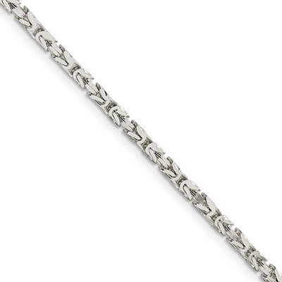 Black Bow Jewelry 2.5mm, Sterling Silver, Solid Byzantine Chain Necklace