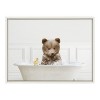 Kate and Laurel Sylvie Bear Cub In Bubble Bath Neutral Style Framed Canvas by Amy Peterson Art Studio, 18x24, White - 2 of 4