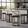 Bar Stools Set of 4, 24.6" Counter Height Backless Barstools, Upholstered PU Leather Seats with Metal X-Frame & Footrest, Modern Kitchen Stools - 2 of 4