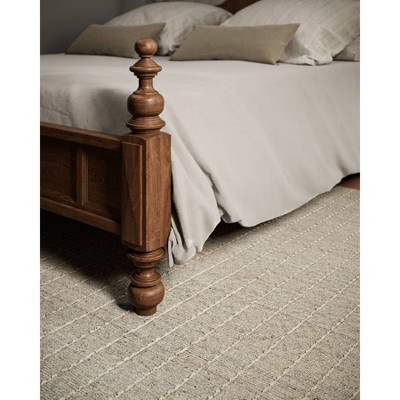 Natural Handloomed Wool Blend Striped Rectangular Rug