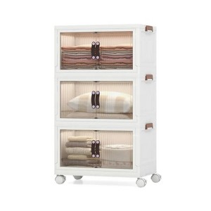 25.5 Gal Stackable Storage Boxes Bins with Magnetic Doors and Lockable Casters - 1 of 4