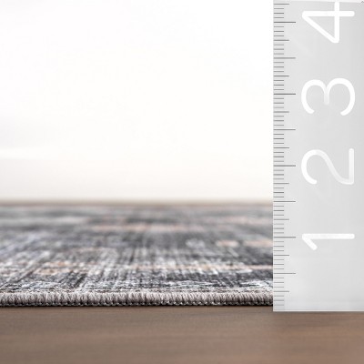 Charcoal Medallion 4' x 6' Washable Synthetic Area Rug