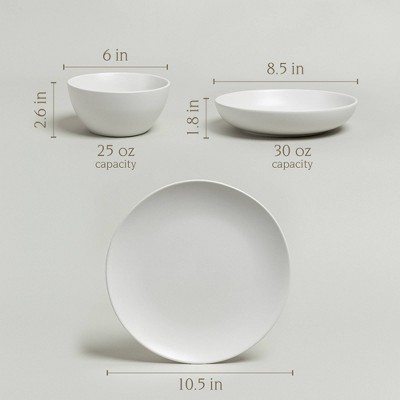 White Semi-Matte Stoneware 12-Piece Dinnerware Set