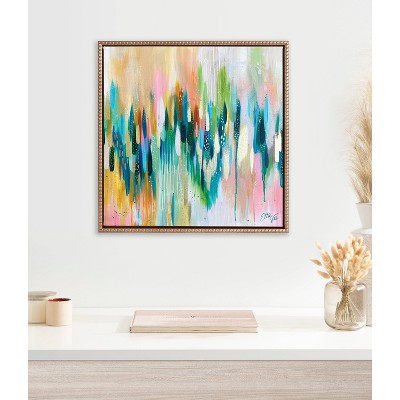 22" x 22" Gold Framed Abstract Canvas Wall Art