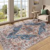 NAYSAYE 5' x 7' Vintage Bohemia Persian Area Rug Non Slip Washable Carpet for Living Room Bedroom Flower Design, Blue and Yellow - 4 of 4