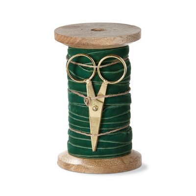 tag Velvet Ribbon with Scissor Spool 5Yd Emrld