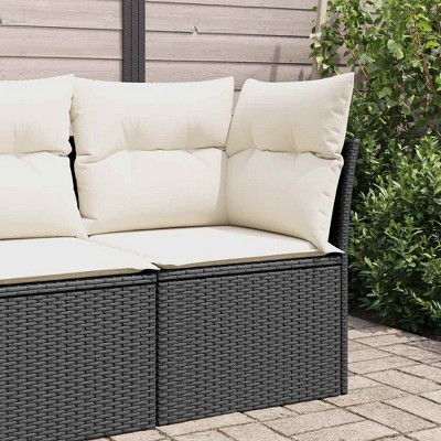 vidaXL Garden Sofa Black PE rattan  UV-resistant materials