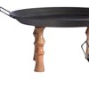 HomeRoots Set of Three Black And Brown Wood And Metal Round Riser Trays With Handles - 4 of 4