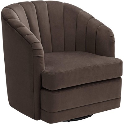 Studio 55D Daphne Chocolate Channel Tufted Swivel Chair