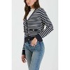 August Sky Women's Stripe V-Neck Gold Button Down Knit Cardigan - 3 of 4