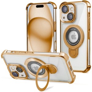 Entronix [Magnetic] Case Compatible with iPhone 15 Plus - [Clear Back] Glossy Gripstand - 1 of 4