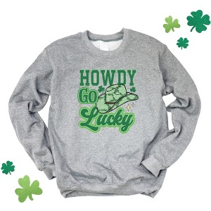 Simply Sage Market Women's Graphic Sweatshirt Howdy Go Lucky Cowboy Hat - 1 of 3