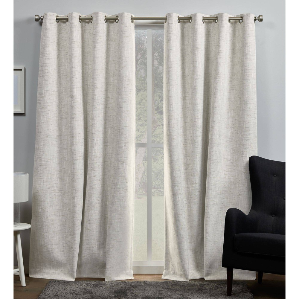 Photos - Curtain Rod / Track Set of 2 84"x54" Burke 100 Blackout Grommet Top Curtain Panel Brown - Exclusive Home: Modern Thermal Insulated