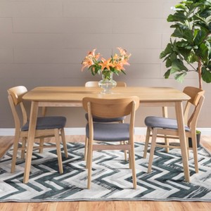 GDFStudio Balfern 5 Pieces Mid Century Modern Upholstered Wood Dining Set - 1 of 4