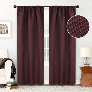 Modern Farmhouse Textured Room Darkening Semi-Blackout Curtains, Set of 2 by Blue Nile Mills - 1 of 4