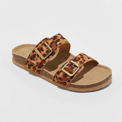 leopard footbed sandals