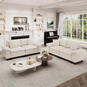 Captiva Designs Cloud Modular 4PC Loveseat Sofa Set, Comfy Deep Seat Sectional Couch for Living Room, Corduroy & Chenille Fabric Upholstery - 1 of 4