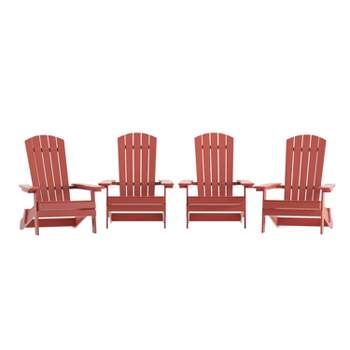 Flash Furniture Set of 4 Charlestown All-Weather Poly Resin Folding Adirondack Chair