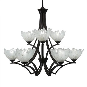 Toltec Lighting Zilo 9 - Light Chandelier in  Dark Granite with 7" Gold Ice Shade - 1 of 1