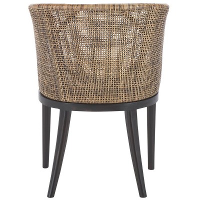 Transitional Buenos Aires Inspired Rattan Barrel Armchair, Brown/White