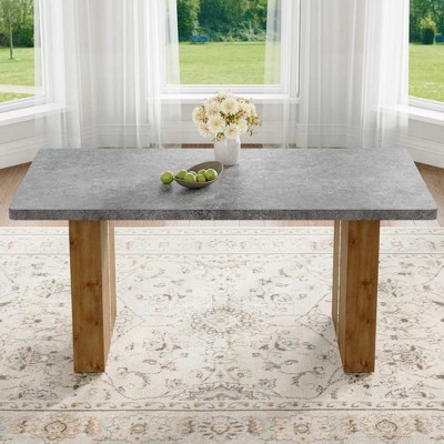 Xiyuyeu Modern Rectangle Dining Table,kitchen Table With Glass Tabletop ...