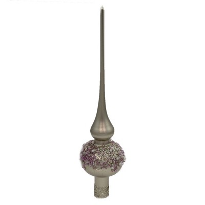 Christina's World 10.25" Petite Pewter & Pearls Finial Tree Topper Spring Wedding  -  Tree Toppers