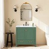 Spassway Green Bathroom Vanities with Soft-Close Cabinet Drawer and Solid Wood Frame Arched Mirror Integrated Sink Storage Cabinet for Bathroom - 2 of 4