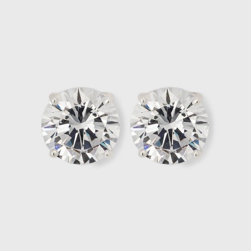 Women's Sterling Silver Stud Earrings Set with Round Cubic Zirconia 3pc - A  New Day™ Silver