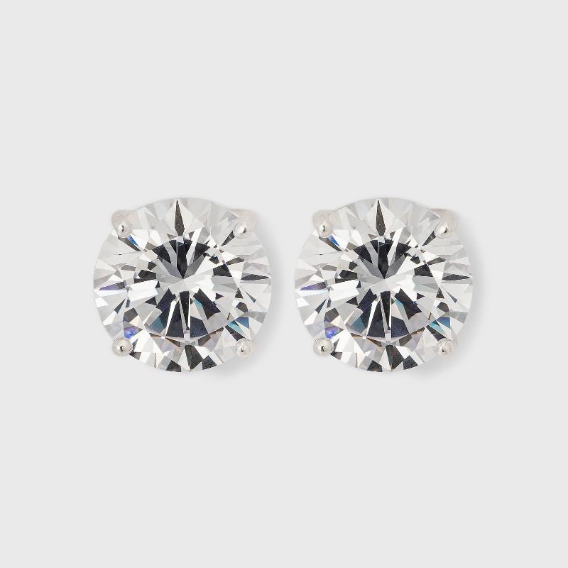 Sterling Silver Cubic Zirconia Round Stud Earring, 1 of 3
