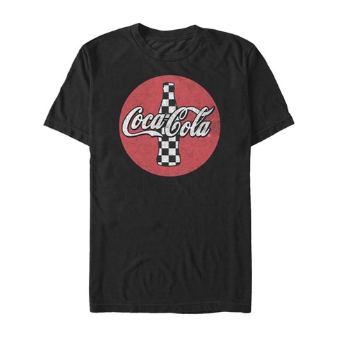 Men S Coca Cola Checkered Soda Bottle T Shirt Target - roblox coca cola clothes