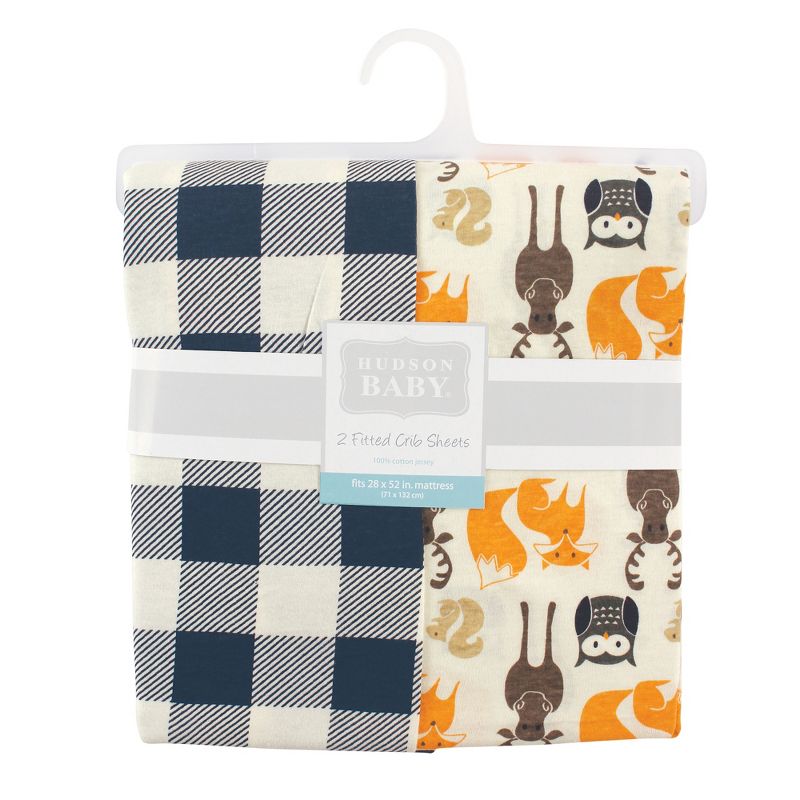 Hudson Baby Infant Boy Cotton Fitted Crib Sheet, Forest, One Size, 2 of 3