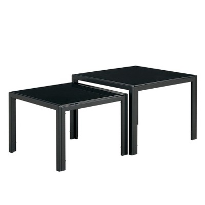 NicBex Modern Square Nesting Coffee Table Set of 2 with Metal Frame for Living Room and Bedroom
