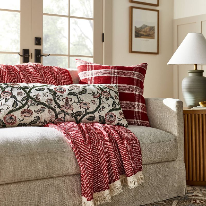 Woven Plaid Square Throw Pillow with Zipper Pull Red - Threshold&#8482; designed with Studio McGee, 3 of 6