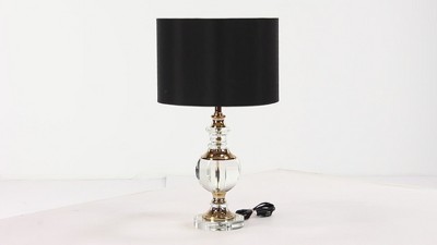Black and Gold Crystal Nightstand Lamp with Drum Shade