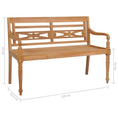 Batavia 47.2" Brown Teak Outdoor Garden Bench
