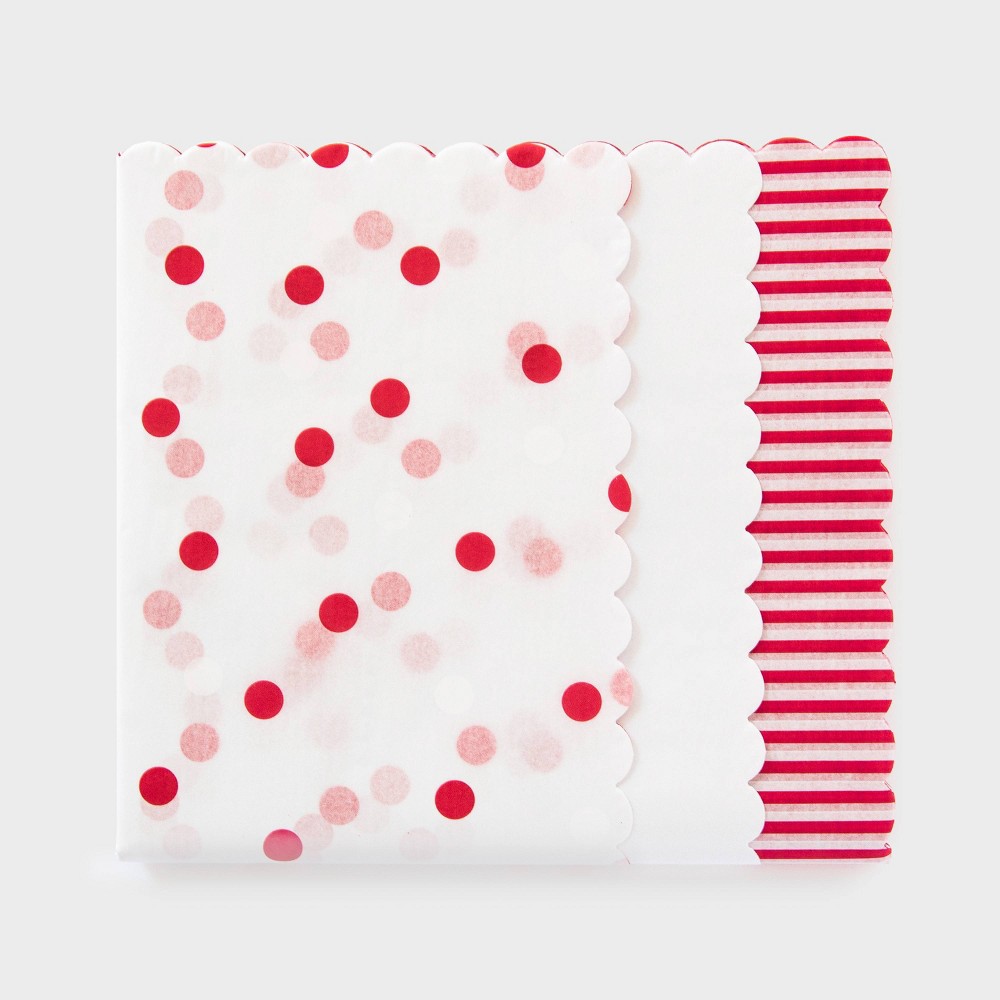 25ct Scallop Tissue Paper Red and White - Sugar Paper + Target