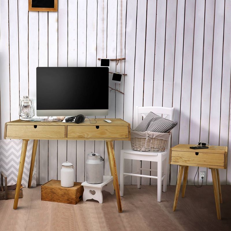 Desk with USB Ports Natural Oak - Flora Home, 6 of 7