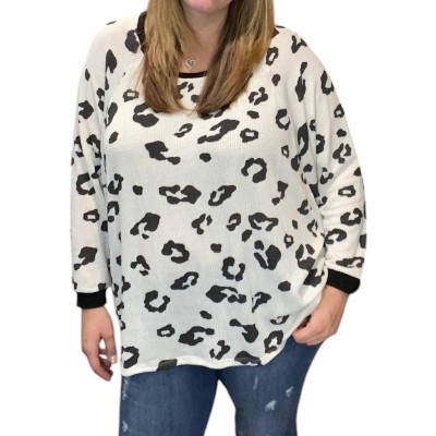 Women's Animal Print Waffle Shirt - honeyme