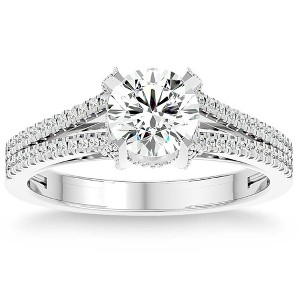 Pompeii3 1 1/10Ct Moissanite & Diamond Multi Row Engagement Ring White Yellow Rose Gold - 1 of 4