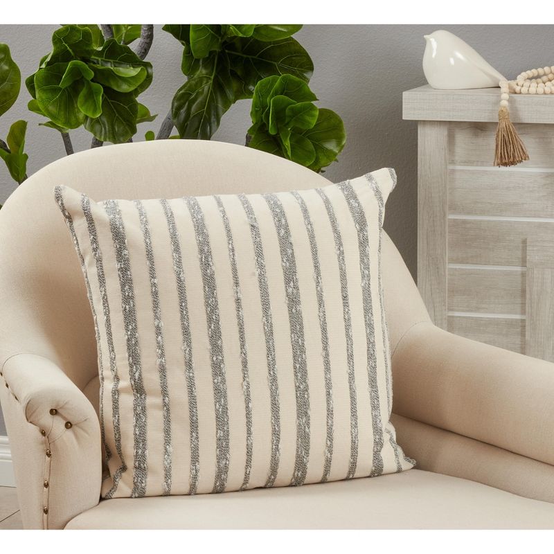 Saro Lifestyle Thin Striped Throw Pillow With Poly Filling, Black/White, 22" x 22", 3 of 4